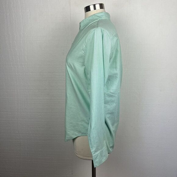 Everlane The Relaxed Fit Oxford Shirt 6 Women New Mint Green Pinstripe Button - Picture 4 of 8